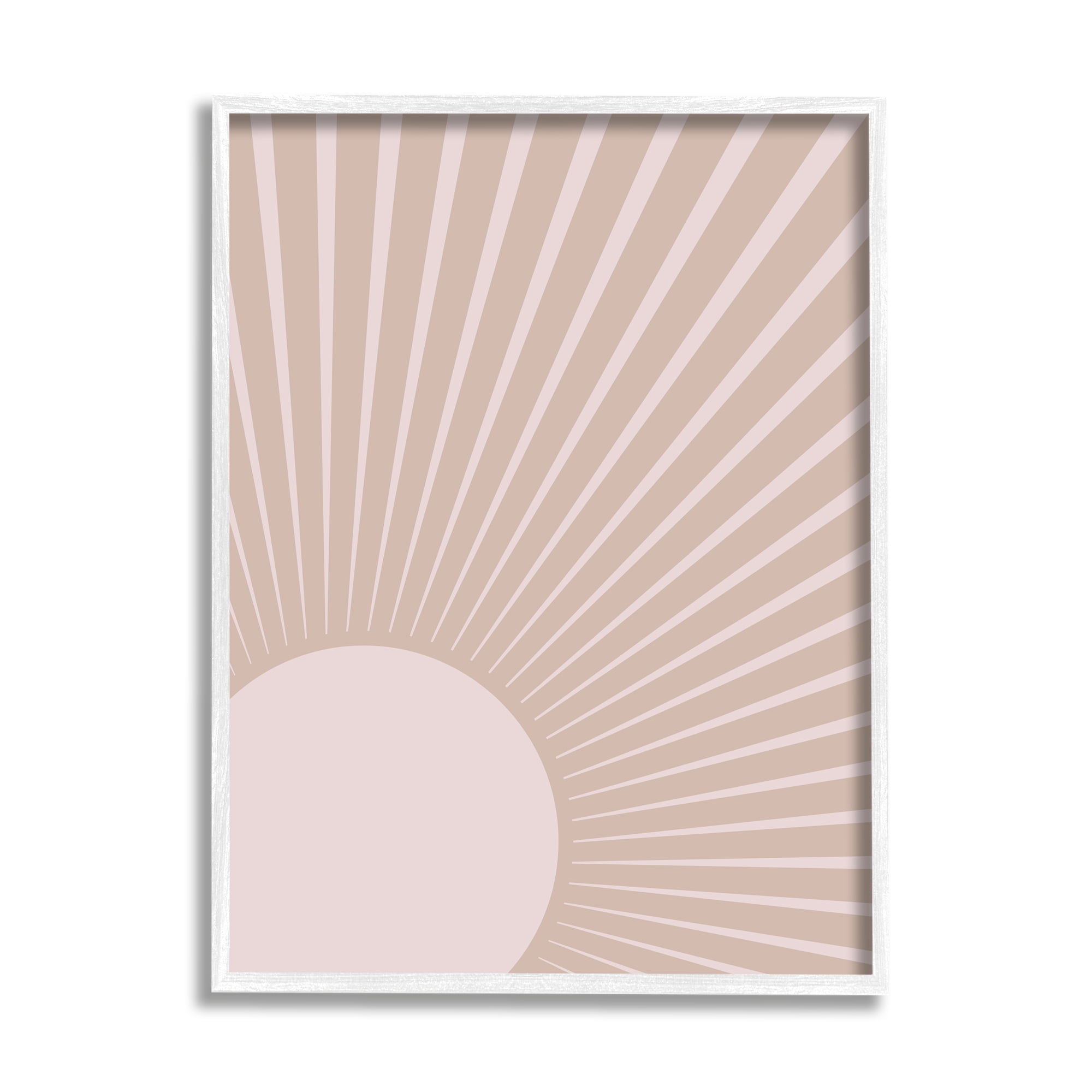 Stupell Industries Sun Rise Horizon Light Rays Neutral Beige Abstract Painting White Framed Art Print Wall Art, 11 x 14