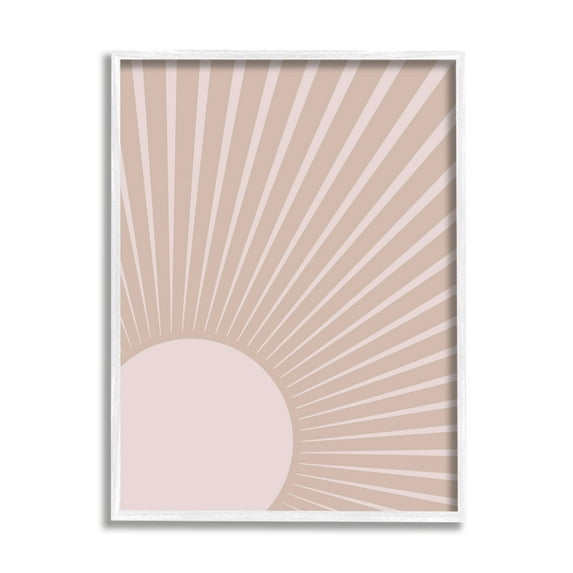 Stupell Industries Sun Rise Horizon Light Rays Neutral Beige Abstract Painting White Framed Art Print Wall Art, 11 x 14