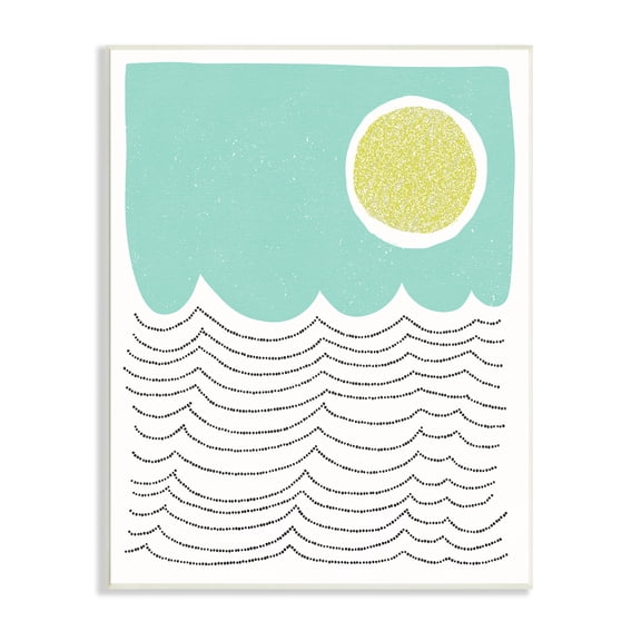Stupell Industries Sun Rising over Ocean Waves Abstract Dotted Lines Abstract Painting Unframed Art Print Wall Art, 13 x 19
