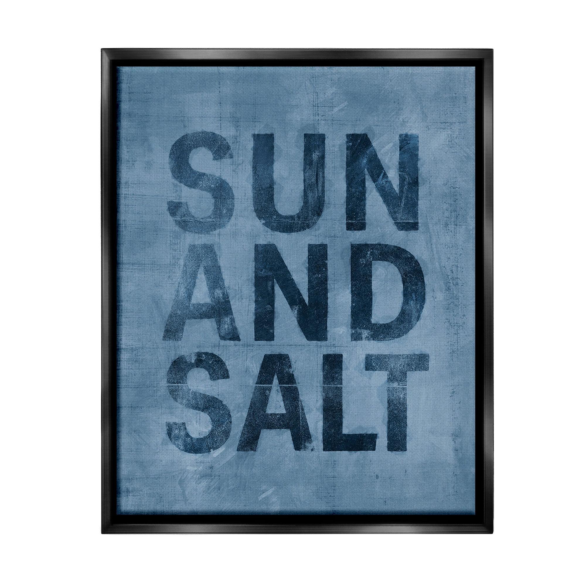 Stupell Industries Sun & Salt Phrase Nature Painting Black Floater Framed Canvas Art Print Wall Art, 17 x 21