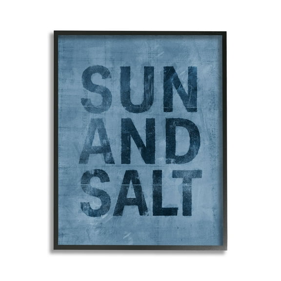 Stupell Industries Sun & Salt Phrase Nature Painting Black Framed Art Print Wall Art, 11 x 14
