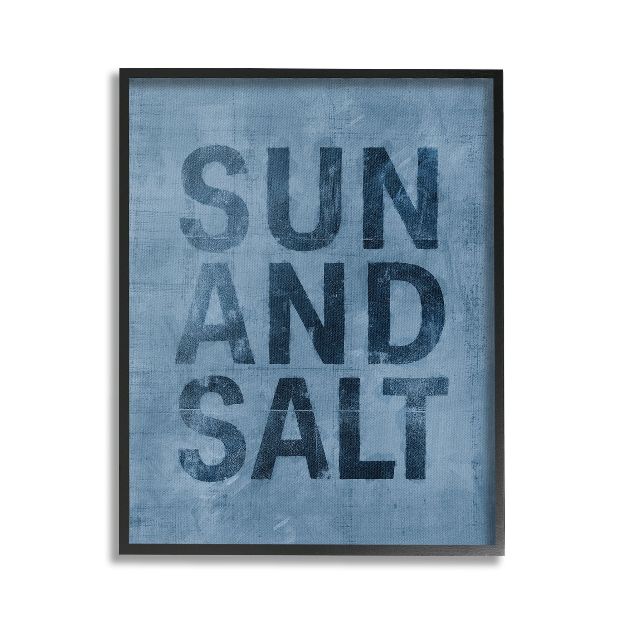 Stupell Industries Sun & Salt Phrase Nature Painting Black Framed Art Print Wall Art, 24 x 30