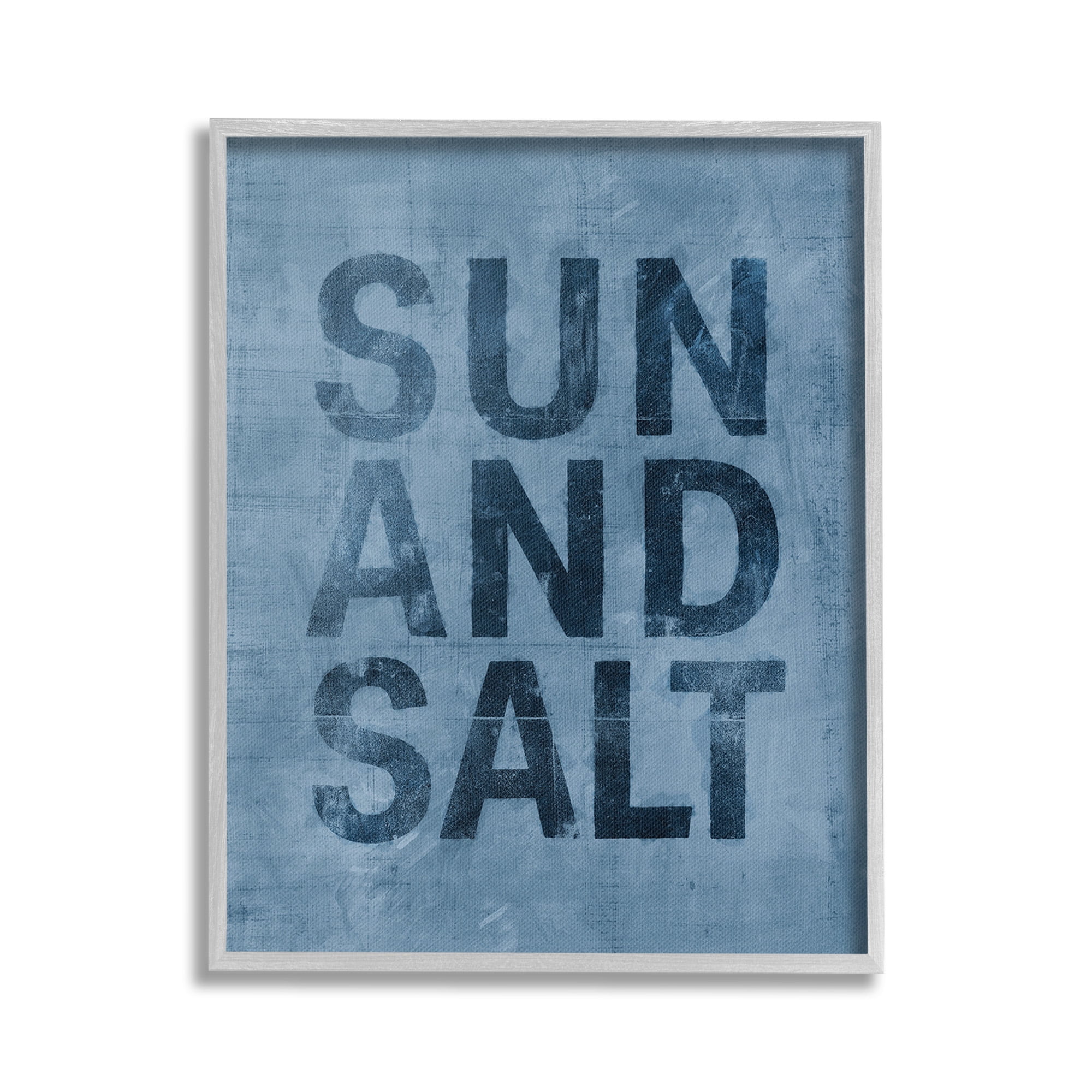 Stupell Industries Sun & Salt Phrase Nature Painting Gray Framed Art Print Wall Art, 24 x 30