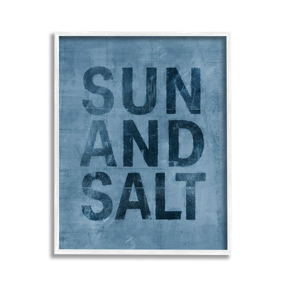Stupell Industries Sun & Salt Phrase Nature Painting White Framed Art Print Wall Art, 11 x 14