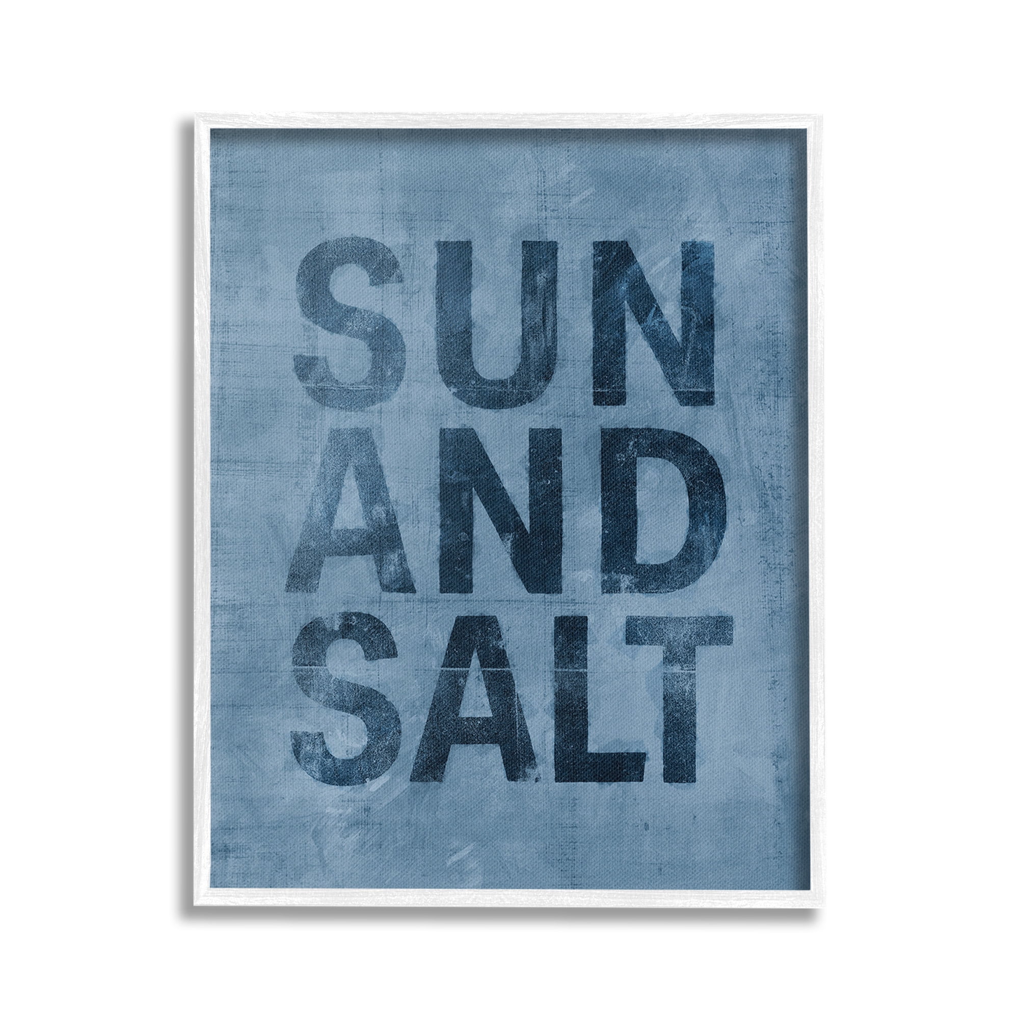 Stupell Industries Sun & Salt Phrase Nature Painting White Framed Art Print Wall Art, 16 x 20
