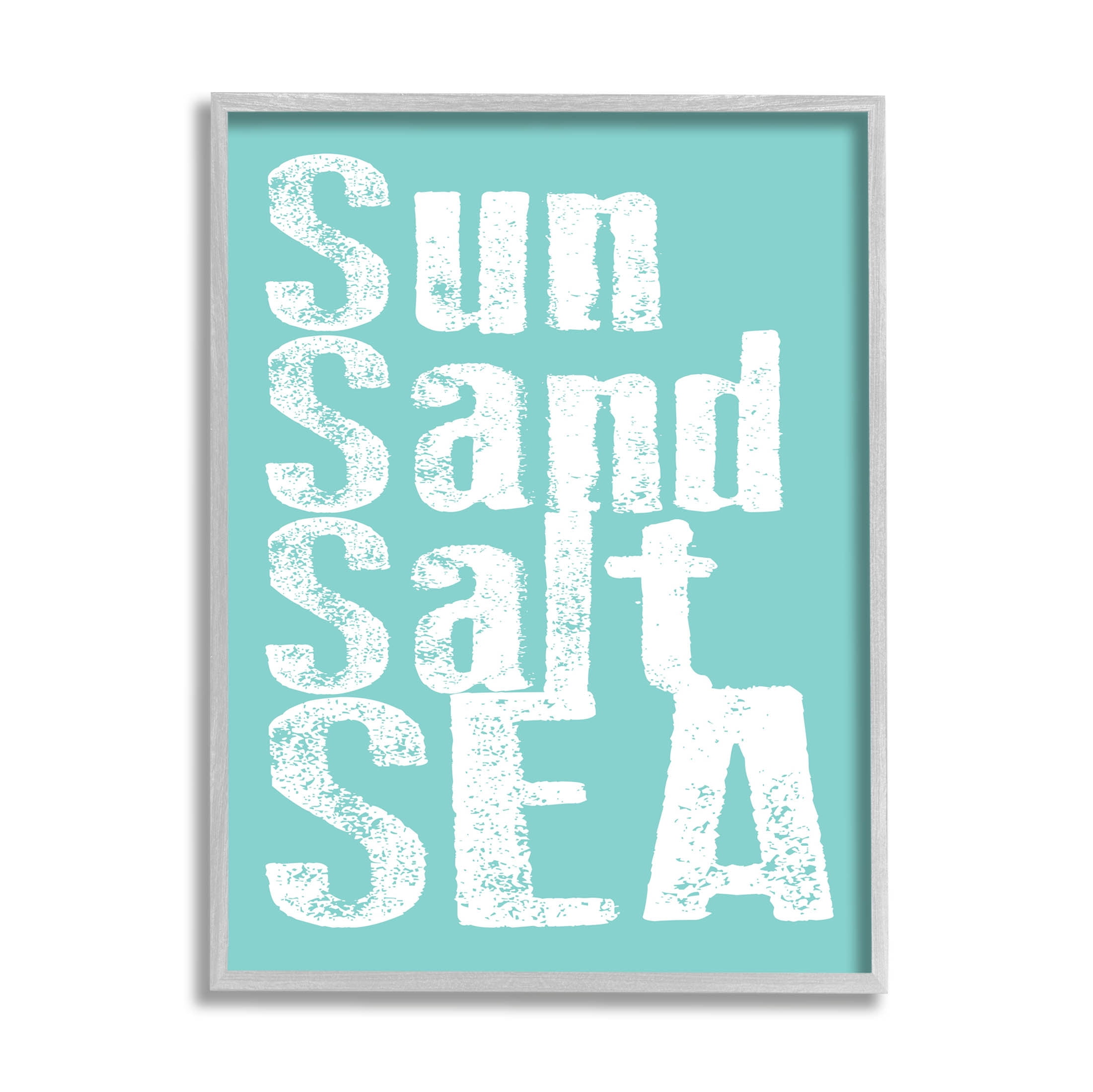 Stupell Industries Sun Sand Salt Sea Phrase Graphic Art Gray Framed Art Print Wall Art, Design by Alli Rogosich