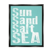 Stupell Industries Sun Sand Salt Sea Phrase Graphic Art Jet Black Floating Framed Canvas Print Wall Art, Design by Alli Rogosich