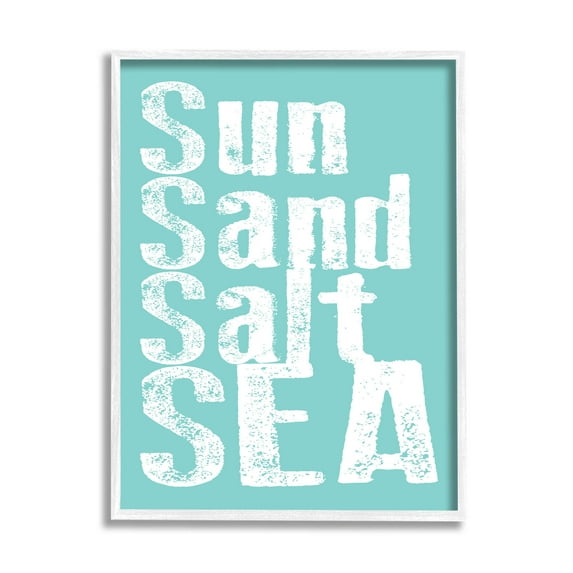 Stupell Industries Sun Sand Salt Sea Phrase Graphic Art White Framed Art Print Wall Art, Design by Alli Rogosich