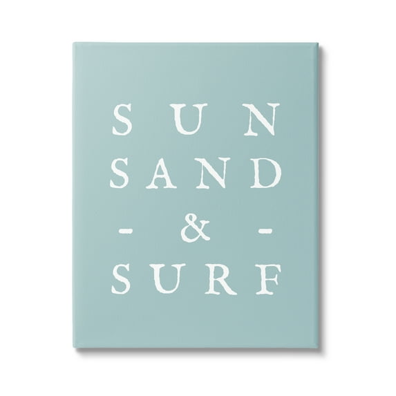 Stupell Industries Sun Sand & Surf Phrase Inspirational Painting Gallery Wrapped Canvas Art Print Wall Art, 16 x 20