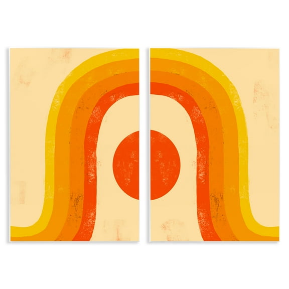 Stupell Industries Sun Setting Under Warm Tone Rainbow Abstract Painting Unframed Art Print Wall Art, 13 x 19, Set of 2