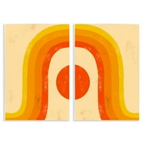 Stupell Industries Sun Setting Under Warm Tone Rainbow Abstract Painting Unframed Art Print Wall Art, 13 x 19, Set of 2
