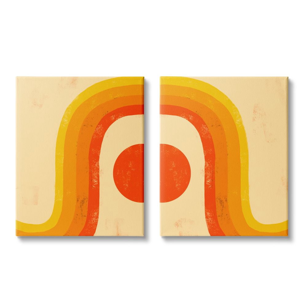 Stupell Industries Sun Setting Under Warm Tone Rainbow Geometric Shapes Canvas Wall Art Design by Daphne Polselli, 2 Piece, 24" x 30"