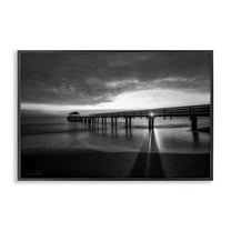 Stupell Industries Sun Shining Through Dock Landscape Photography Black Framed Art Print Wall Art, 18 x 12