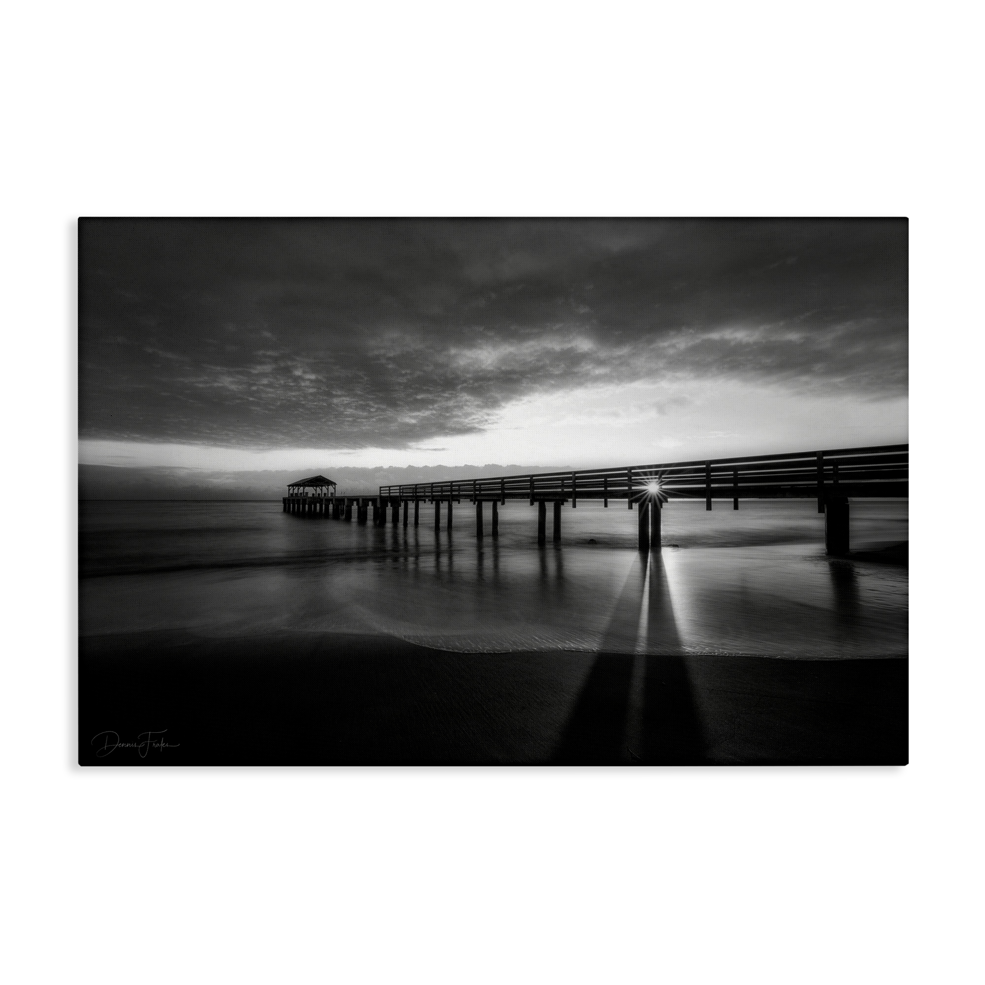 Stupell Industries Sun Shining Through Dock Landscape Photography Gallery Wrapped Canvas Art Print Wall Art, 36 x 24