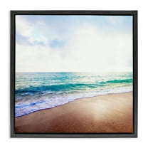 Stupell Industries Sun Shining over Beach Nautical & Beach Photography Black Floater Framed Canvas Art Print Wall Art, 18 x 18