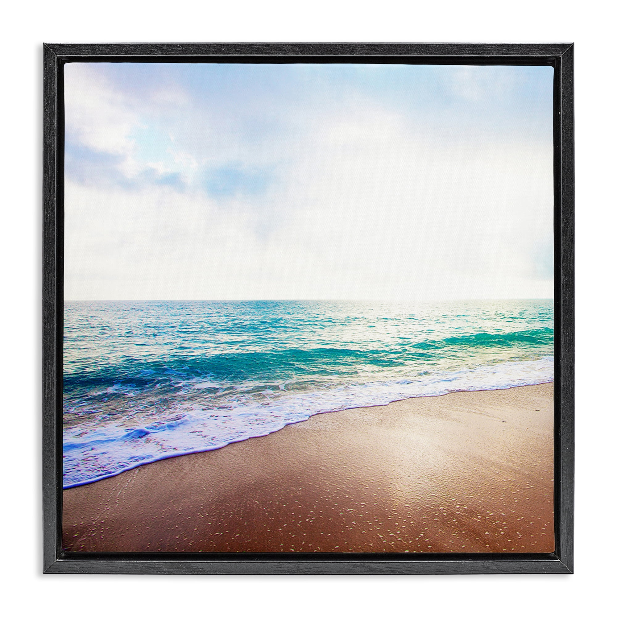 Stupell Industries Sun Shining over Beach Nautical & Beach Photography Black Floater Framed Canvas Art Print Wall Art, 25 x 25