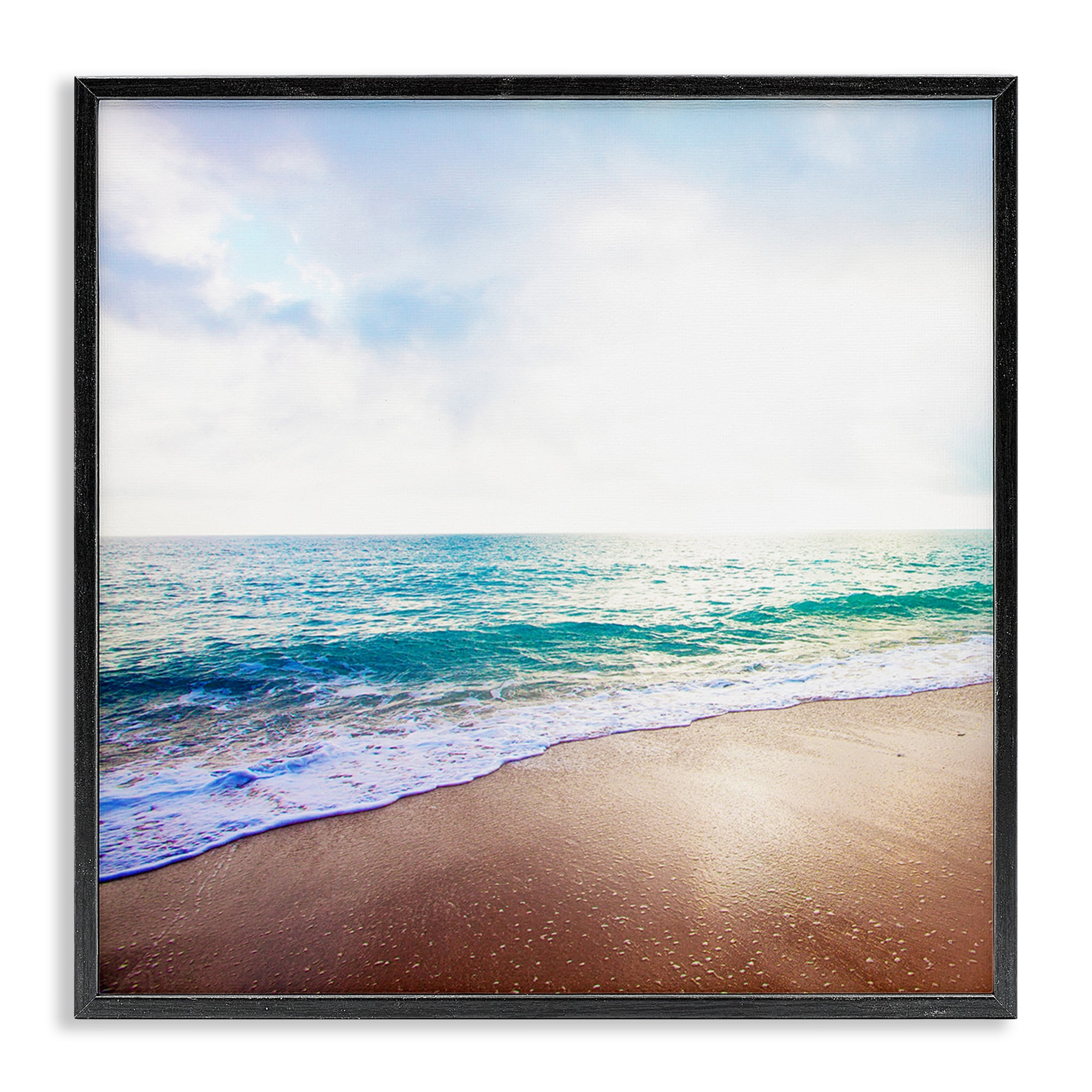 Stupell Industries Sun Shining over Beach Nautical & Beach Photography Black Framed Art Print Wall Art, 24 x 24