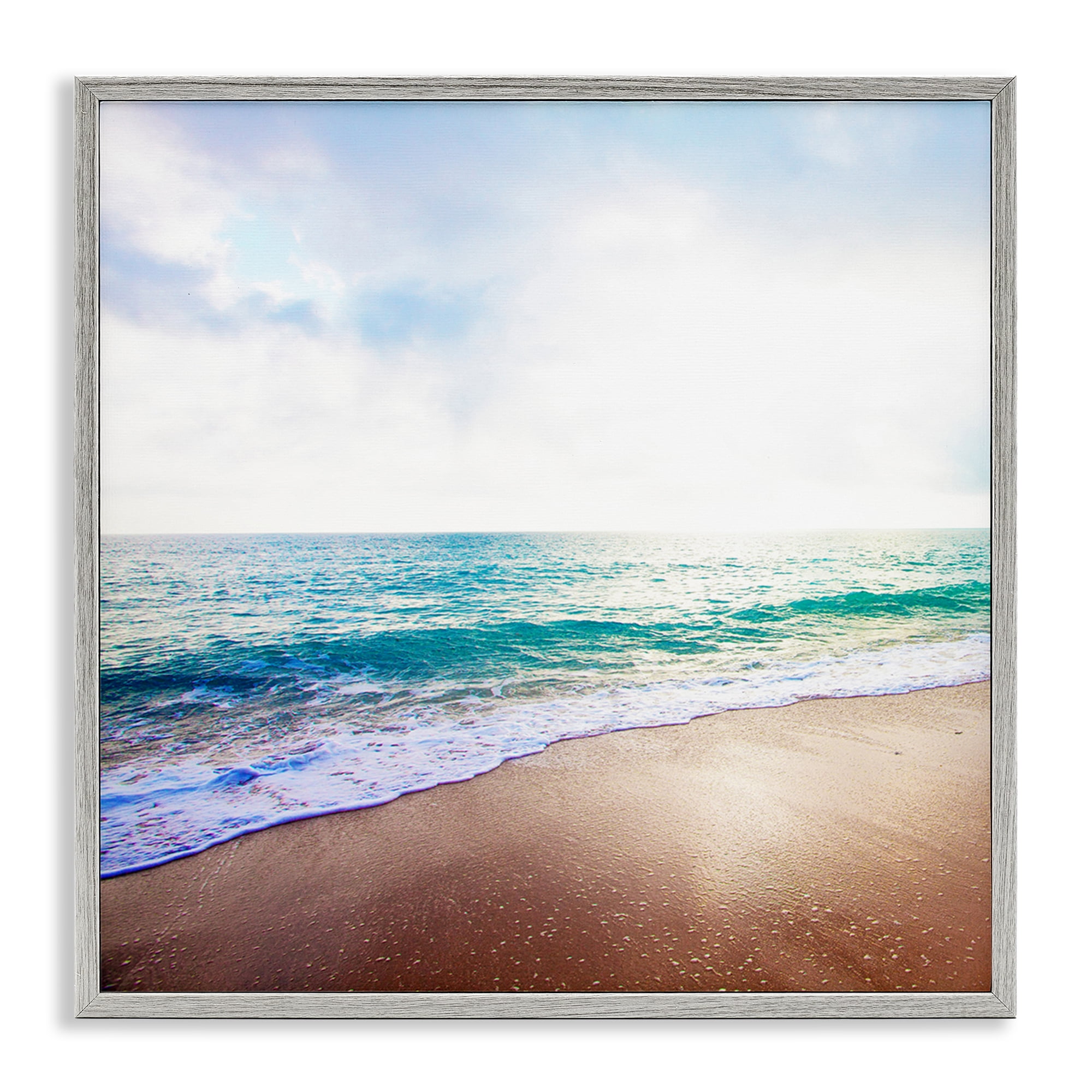Stupell Industries Sun Shining over Beach Nautical & Beach Photography Gray Framed Art Print Wall Art, 24 x 24