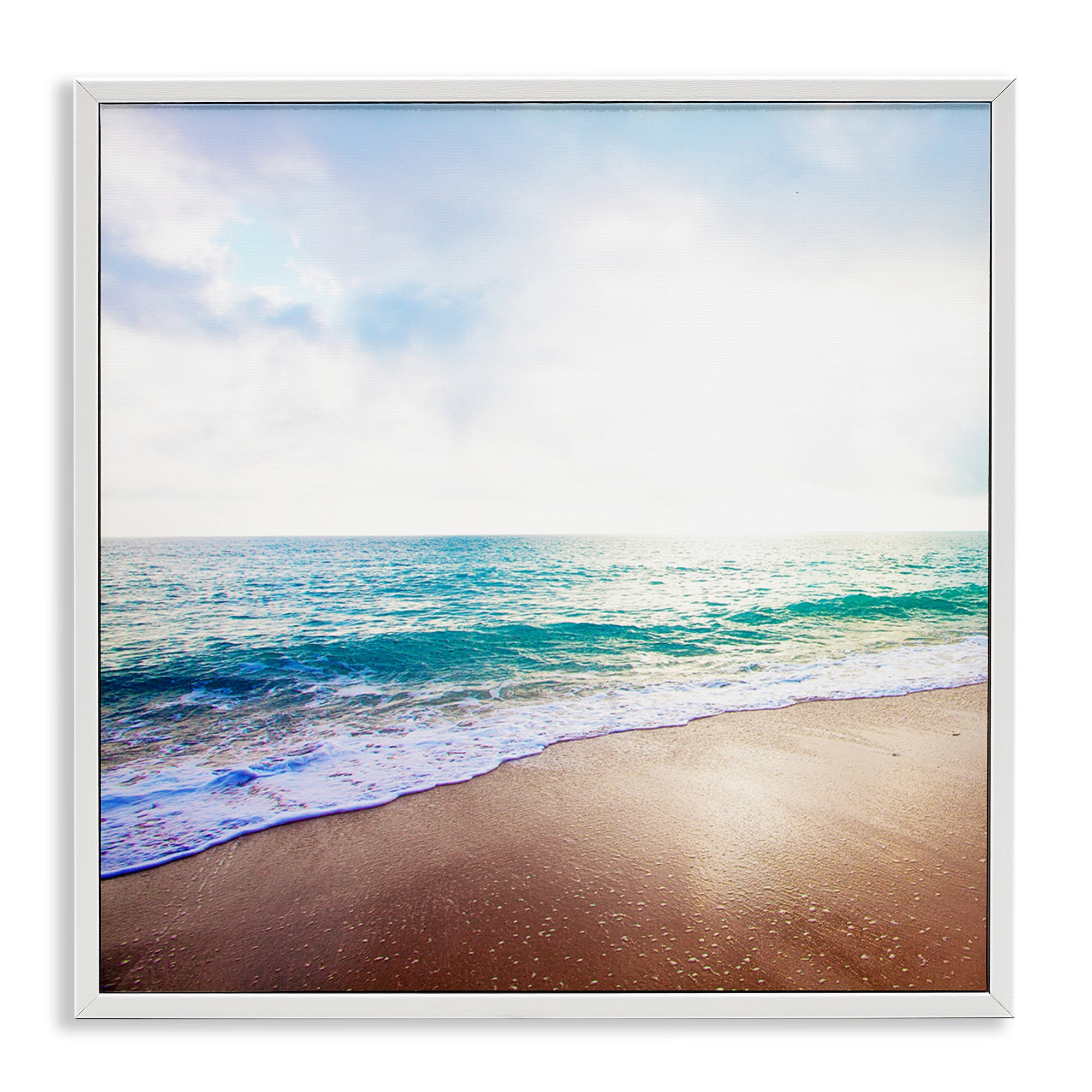 Stupell Industries Sun Shining over Beach Nautical & Beach Photography White Framed Art Print Wall Art, 24 x 24