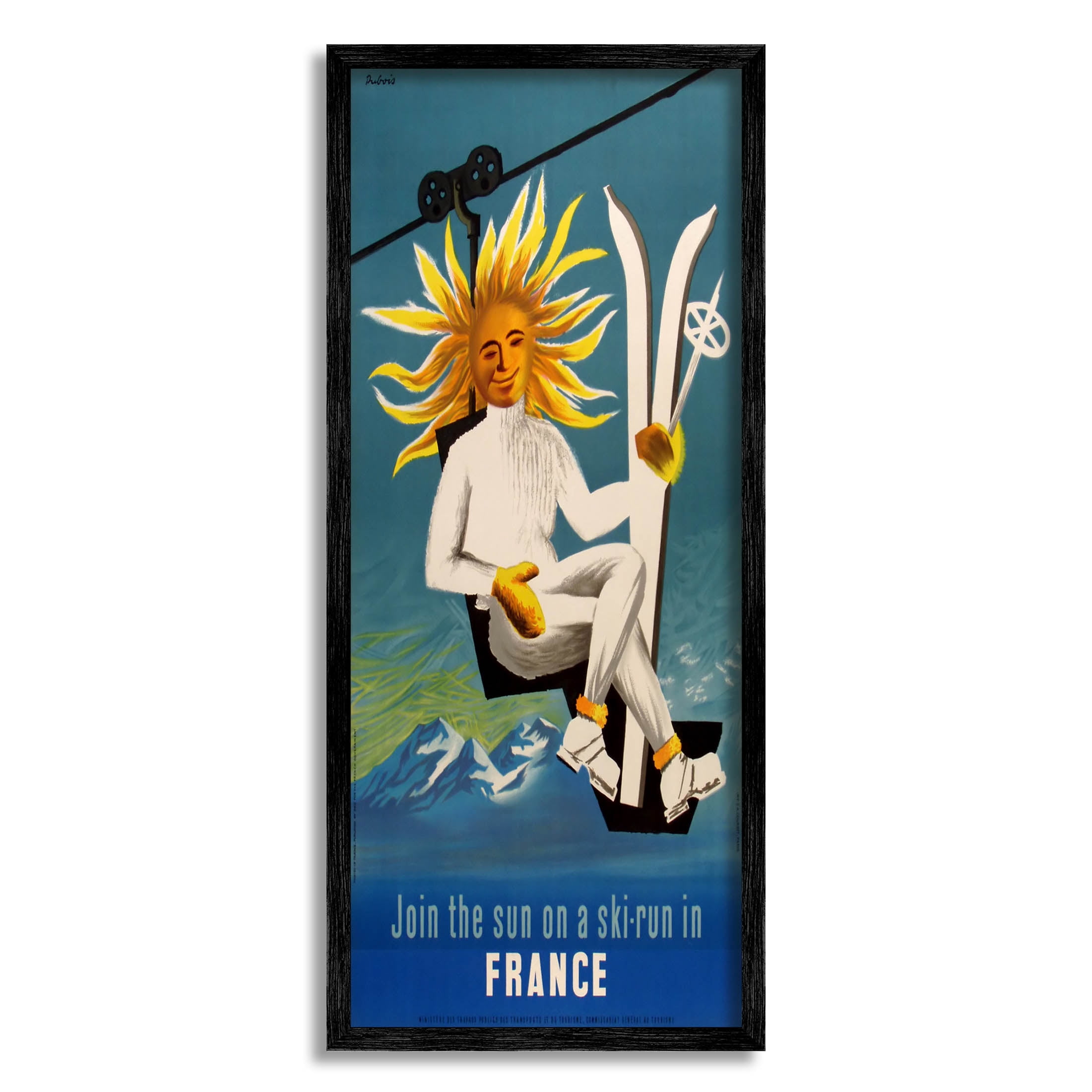 Stupell Industries Sun Skiing In France Phrase Graphic Art Black Framed Art Print Wall Art, Design by Marcus Jules
