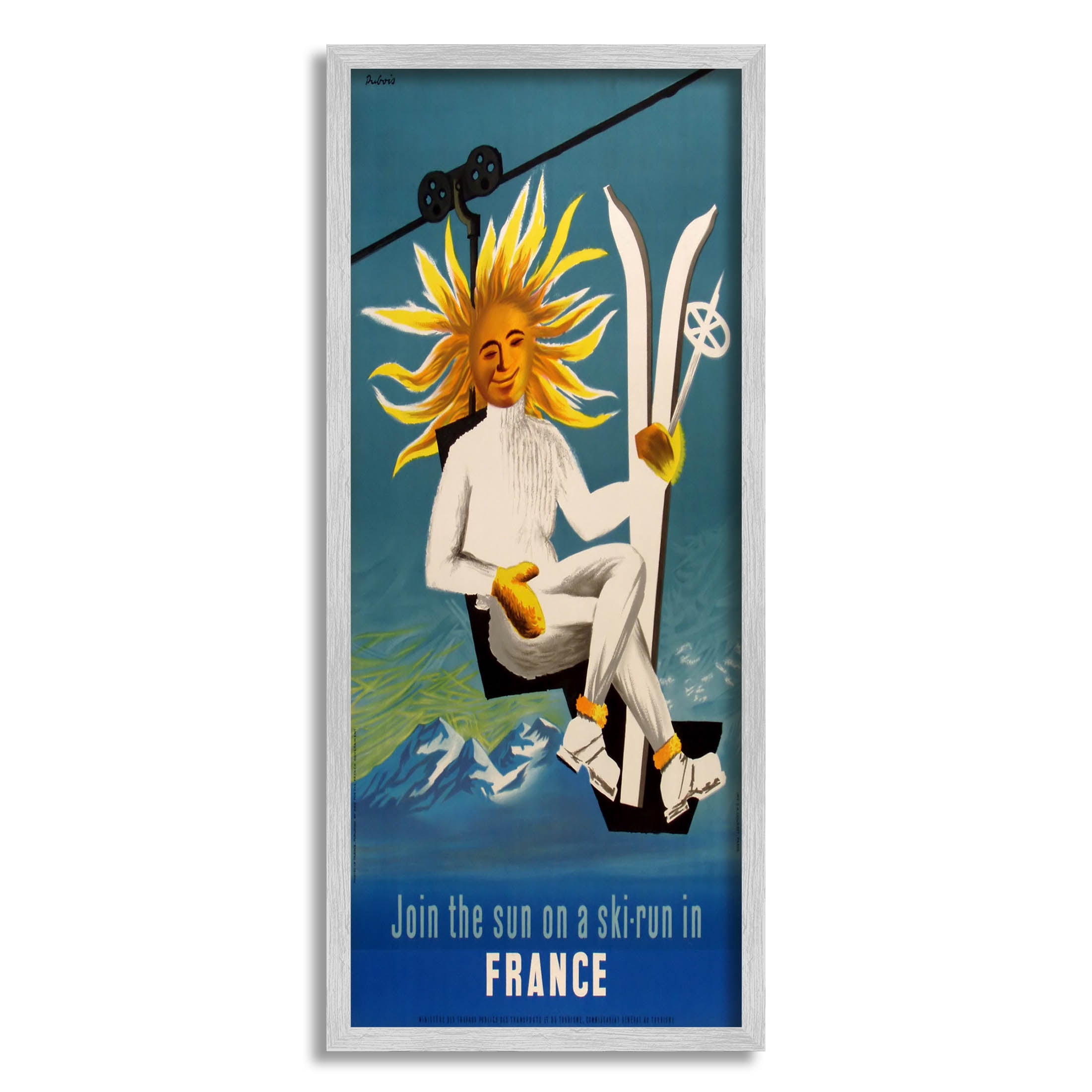Stupell Industries Sun Skiing In France Phrase Graphic Art Gray Framed Art Print Wall Art, Design by Marcus Jules