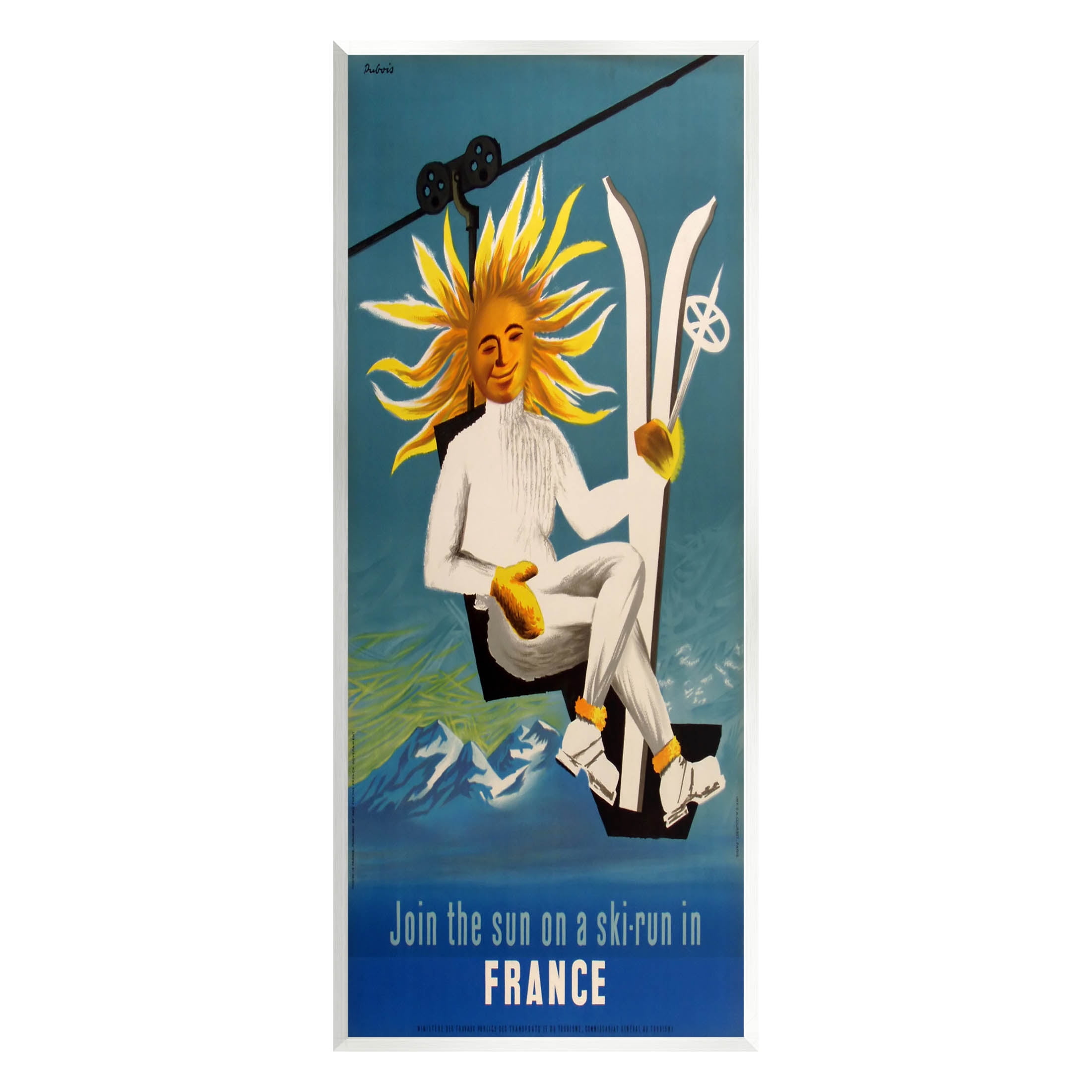 Stupell Industries Sun Skiing In France Phrase Graphic Art Unframed Art Print Wall Art, Design by Marcus Jules
