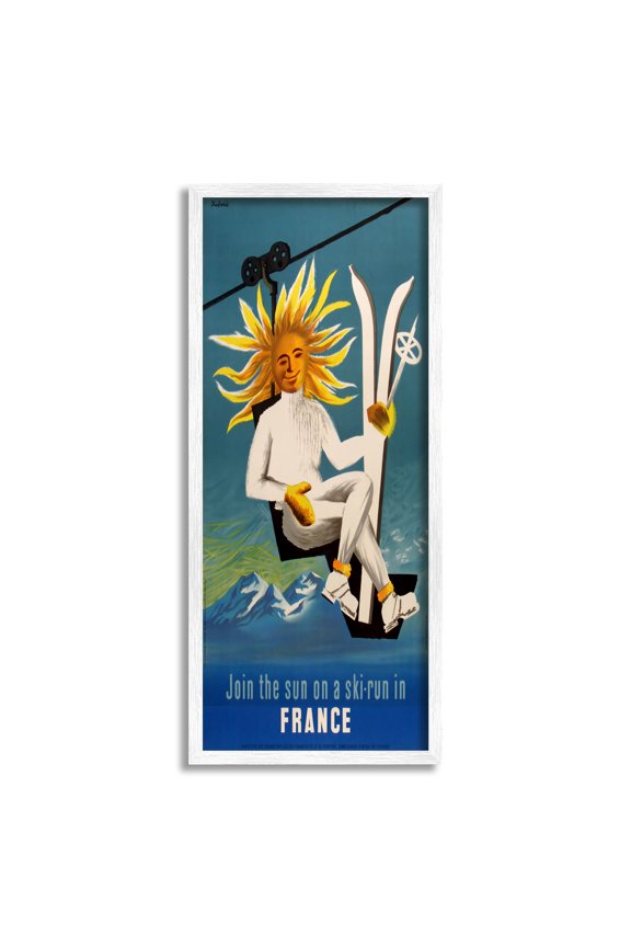 Industries Sun Skiing In France Phrase Graphic Art White Framed Art Print Wall Art, Design by Marcus Jules