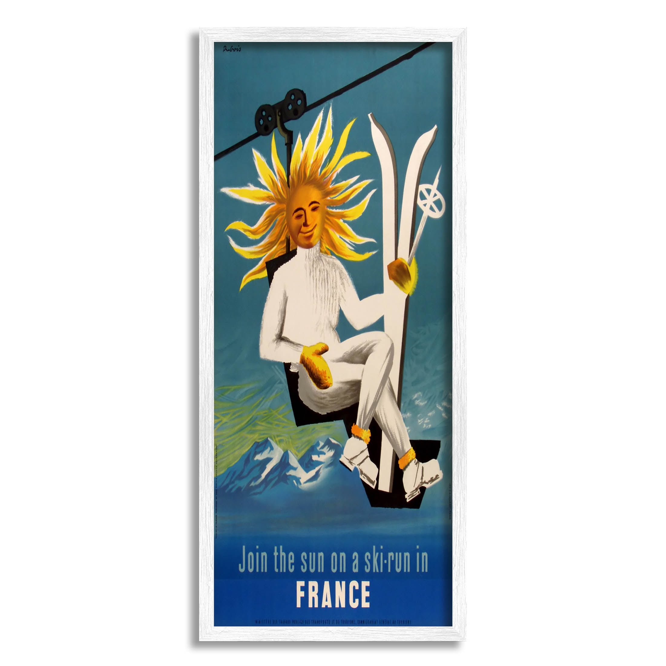 Stupell Industries Sun Skiing In France Phrase Graphic Art White Framed Art Print Wall Art, Design by Marcus Jules