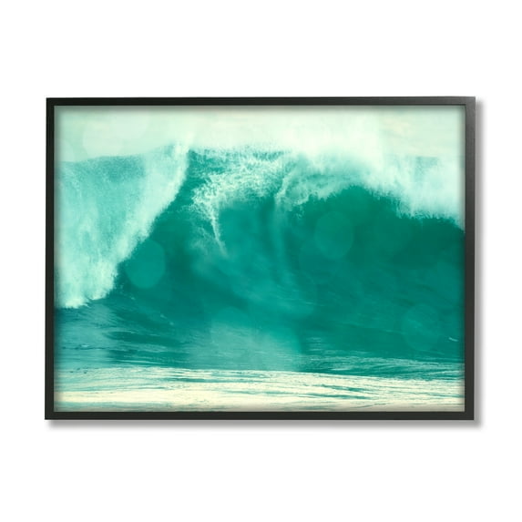 Stupell Industries Sun Spot Tidal Wave Tropical Surfing Coast Coastal Painting Black Framed Art Print Wall Art, 24 x 30, Design by Ashley Calhoun