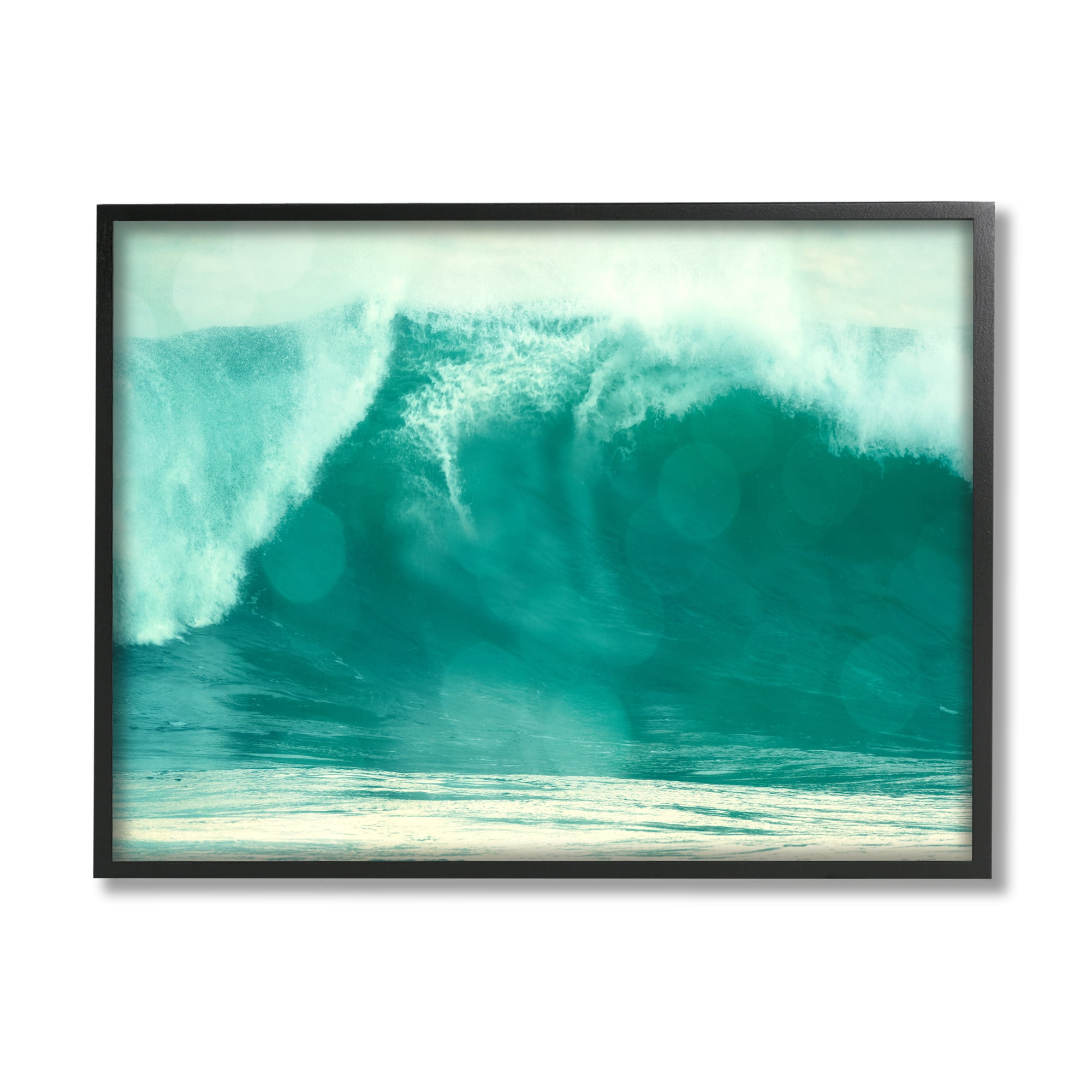 Stupell Industries Sun Spot Tidal Wave Tropical Surfing Coast Nature Painting Black Framed Art Print Wall Art, 16 x 20