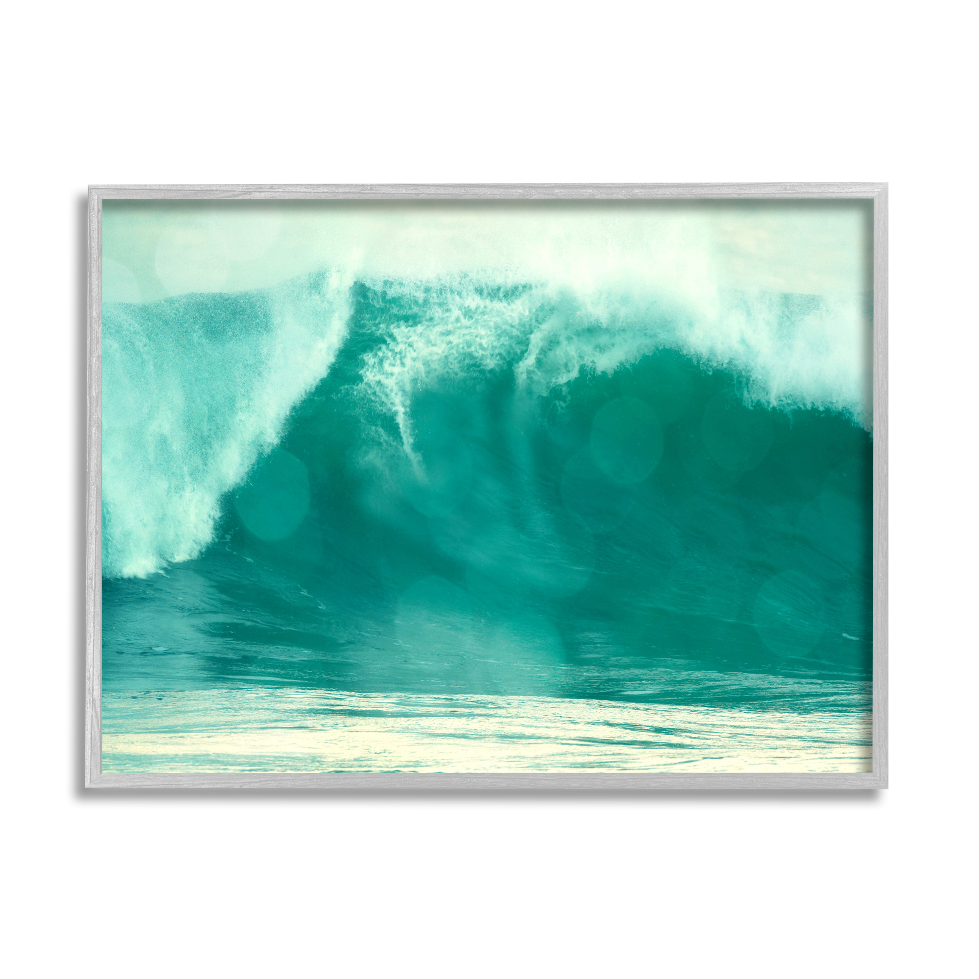 Stupell Industries Sun Spot Tidal Wave Tropical Surfing Coast Nature Painting Gray Framed Art Print Wall Art, 24 x 30