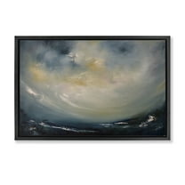 Stupell Industries Sun Through Storm Clouds Abstract Painting Black Floater Framed Canvas Art Print Wall Art, 25 x 17