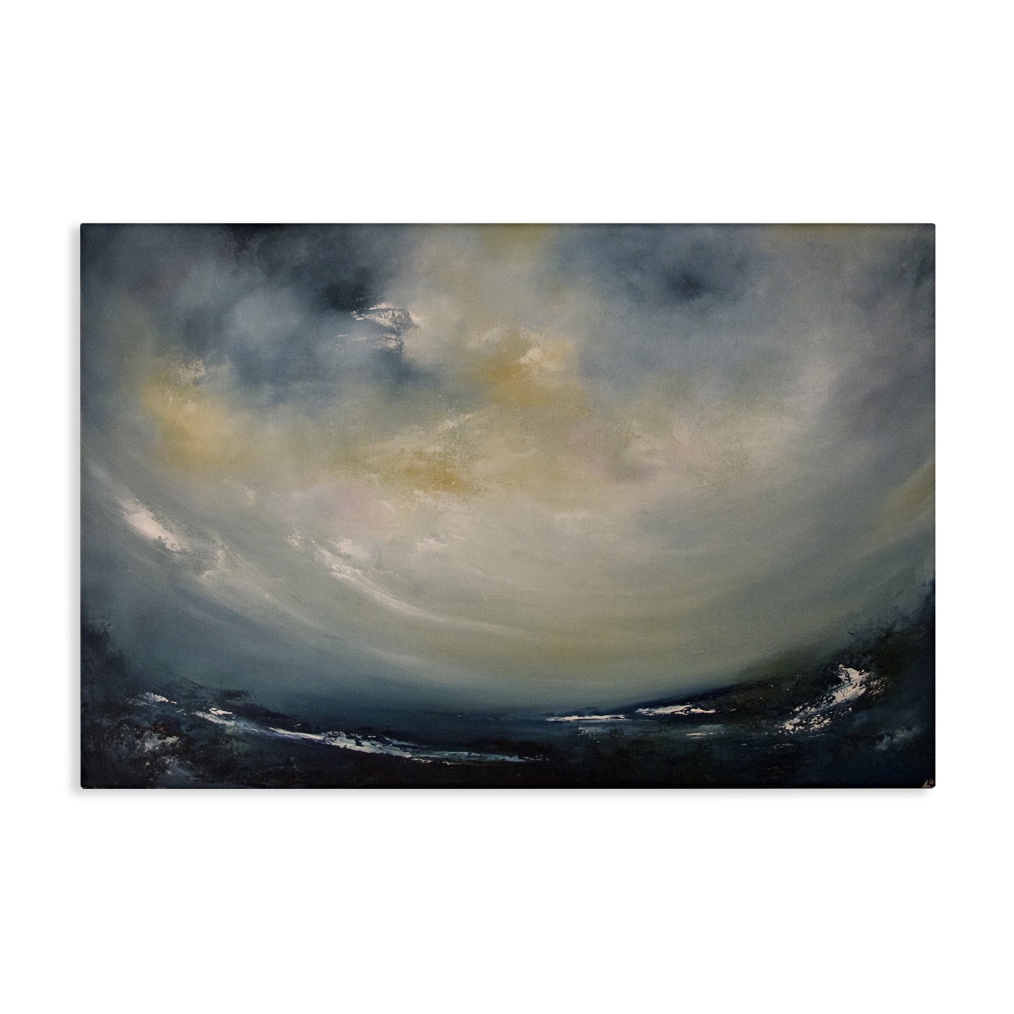 Stupell Industries Sun Through Storm Clouds Abstract Painting Wrapped Canvas Art Print Wall Art, 30 x 20