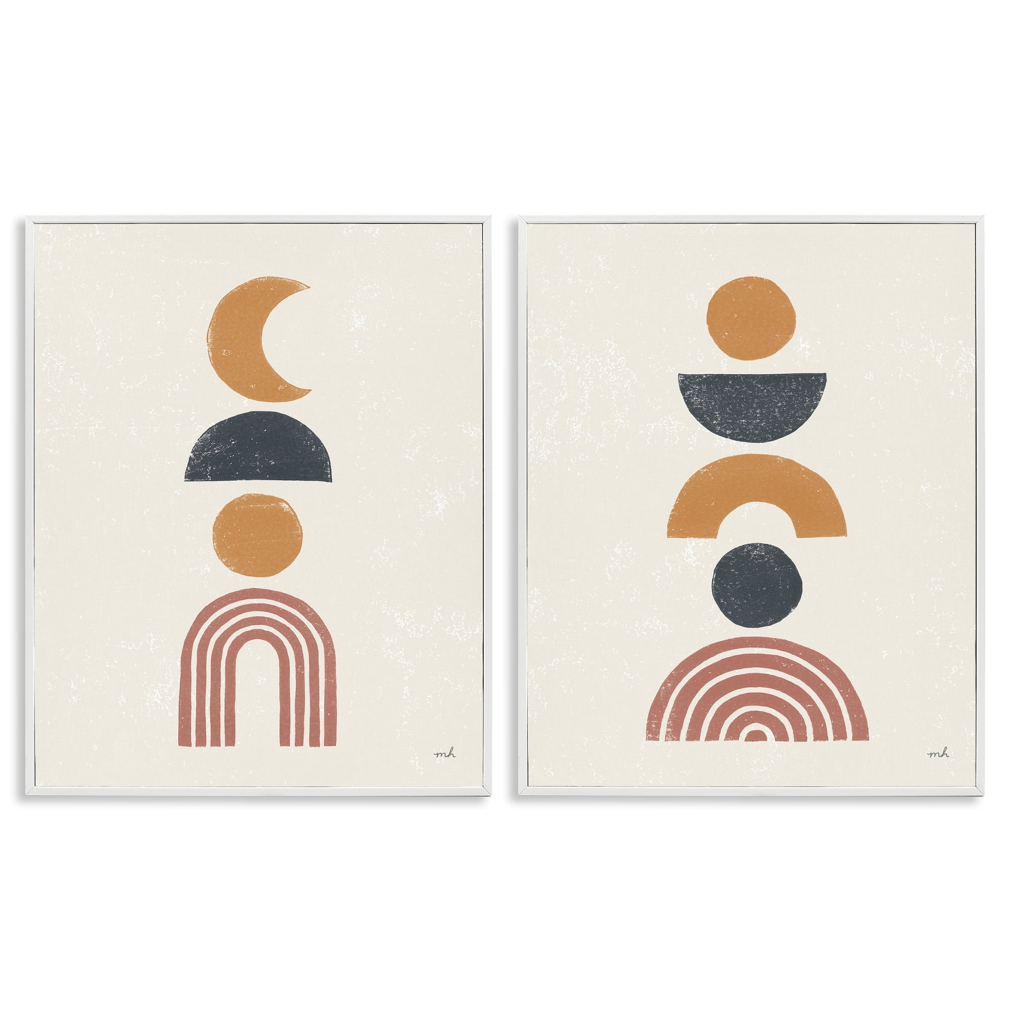 16 x 20 White Framed Abstract Bohemian Canvas Art Set