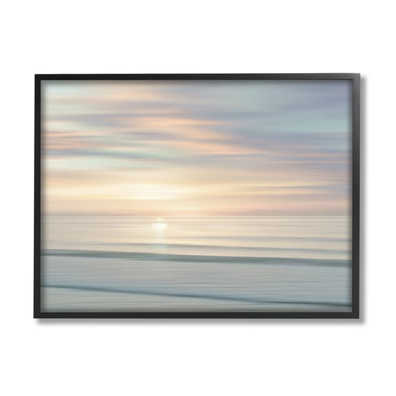 Stupell Industries Sun on Ocean Reflection Nature Photography Black Framed Art Print Wall Art, 30 x 24