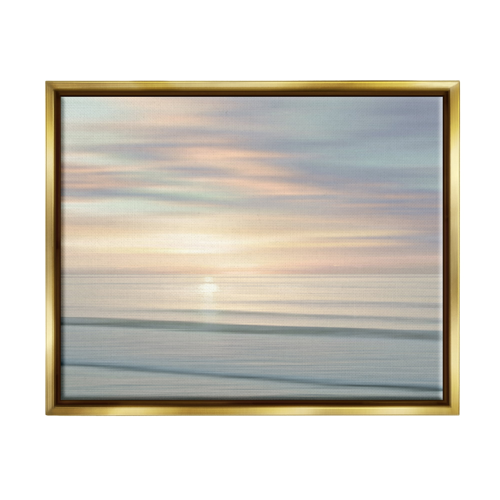 Stupell Industries Sun on Ocean Reflection Nature Photography Gold Floater Framed Art Print Wall Art, 31 x 25