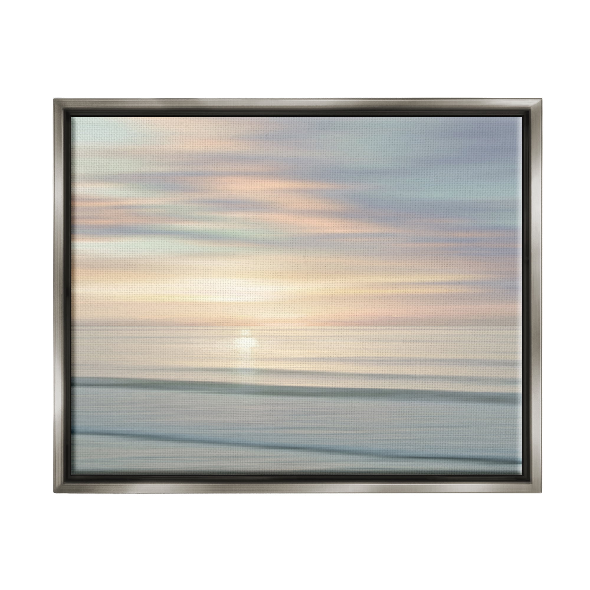 Stupell Industries Sun on Ocean Reflection Nature Photography Gray Floater Framed Art Print Wall Art, 31 x 25