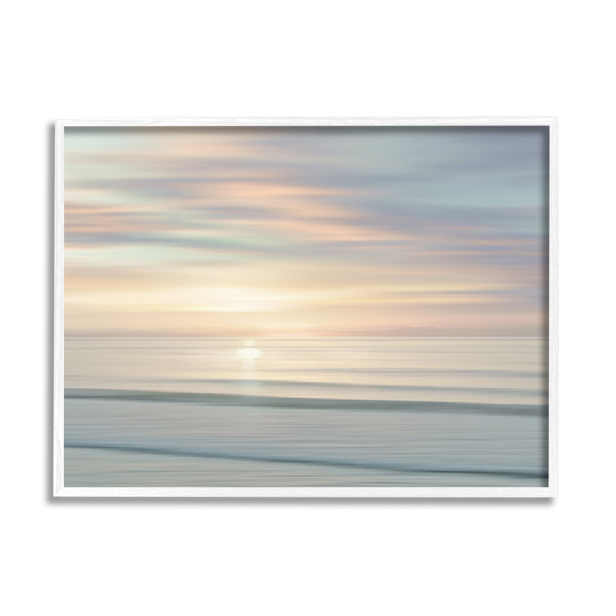 Stupell Industries Sun on Ocean Reflection Nature Photography White Framed Art Print Wall Art, 14 x 11