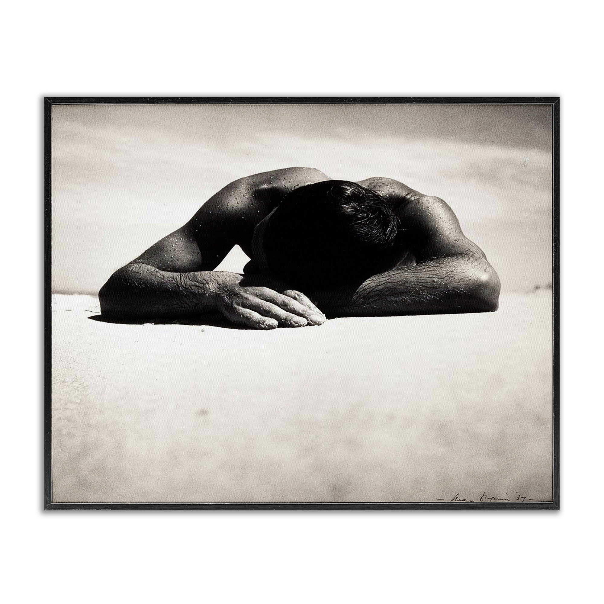 Stupell Industries Sunbaker Beach Photography People Photography Black Framed Art Print Wall Art, 14 x 11