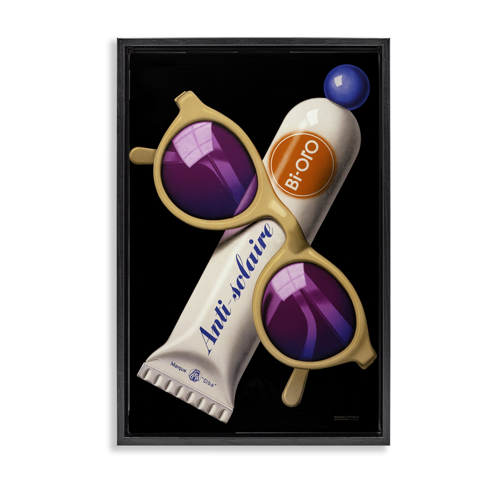 Stupell Industries Sunblock & Sunglasses Black Framed Floater Canvas Wall Art, design by Print Collection