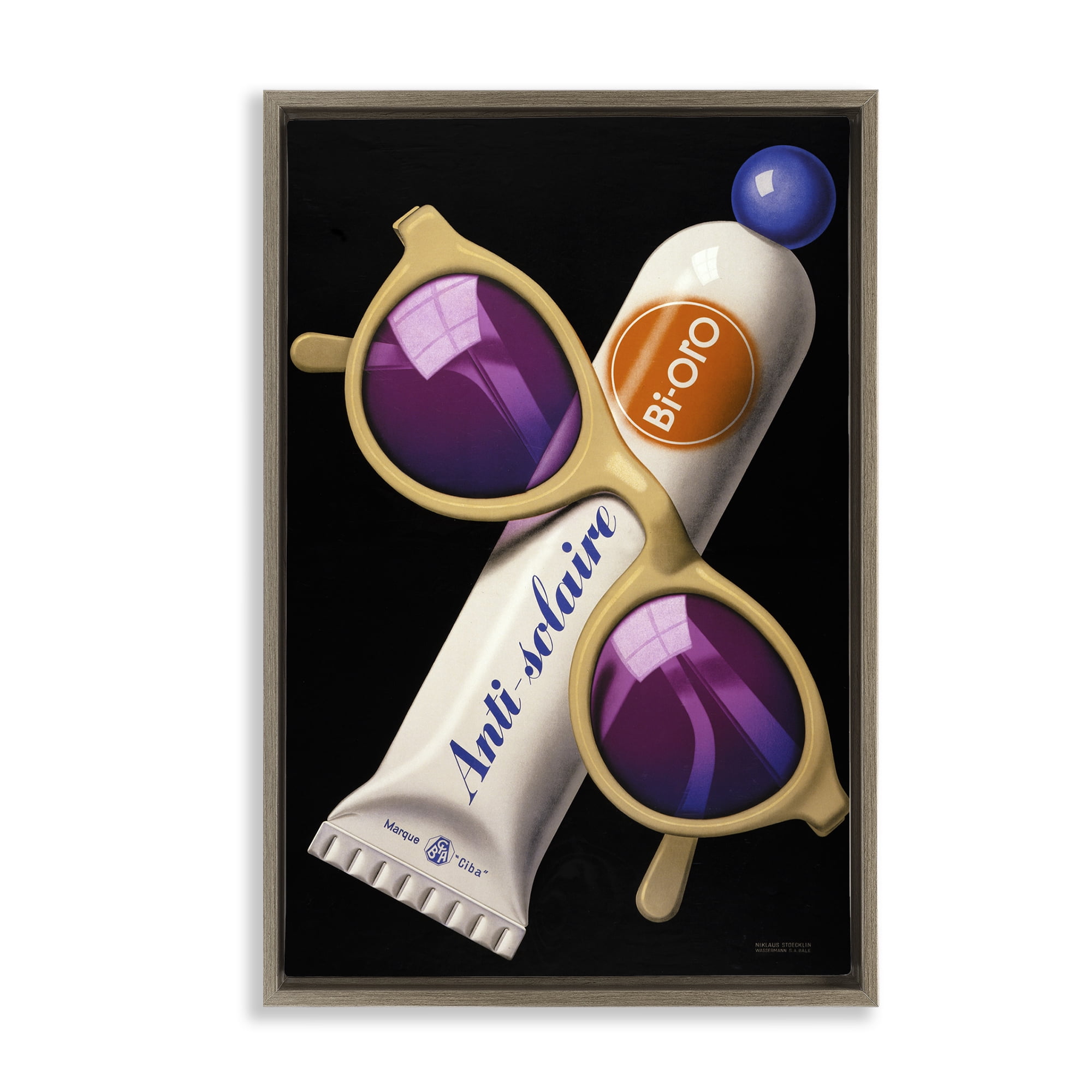 Stupell Industries Sunblock & Sunglasses Brown Framed Floater Canvas Wall Art, design by Print Collection