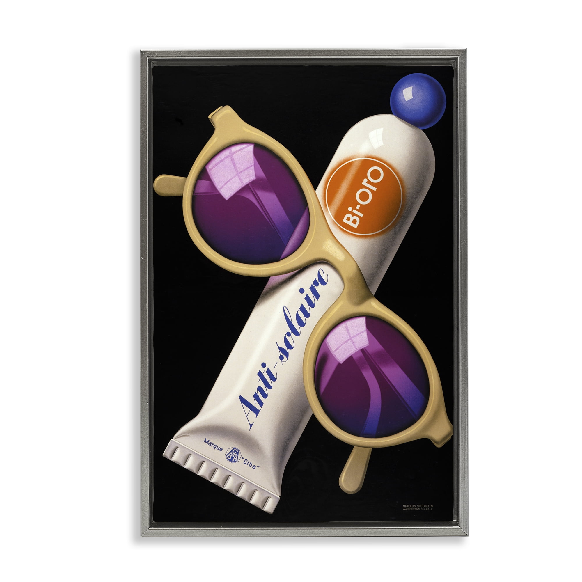 Stupell Industries Sunblock & Sunglasses Gray Framed Floater Canvas Wall Art, design by Print Collection