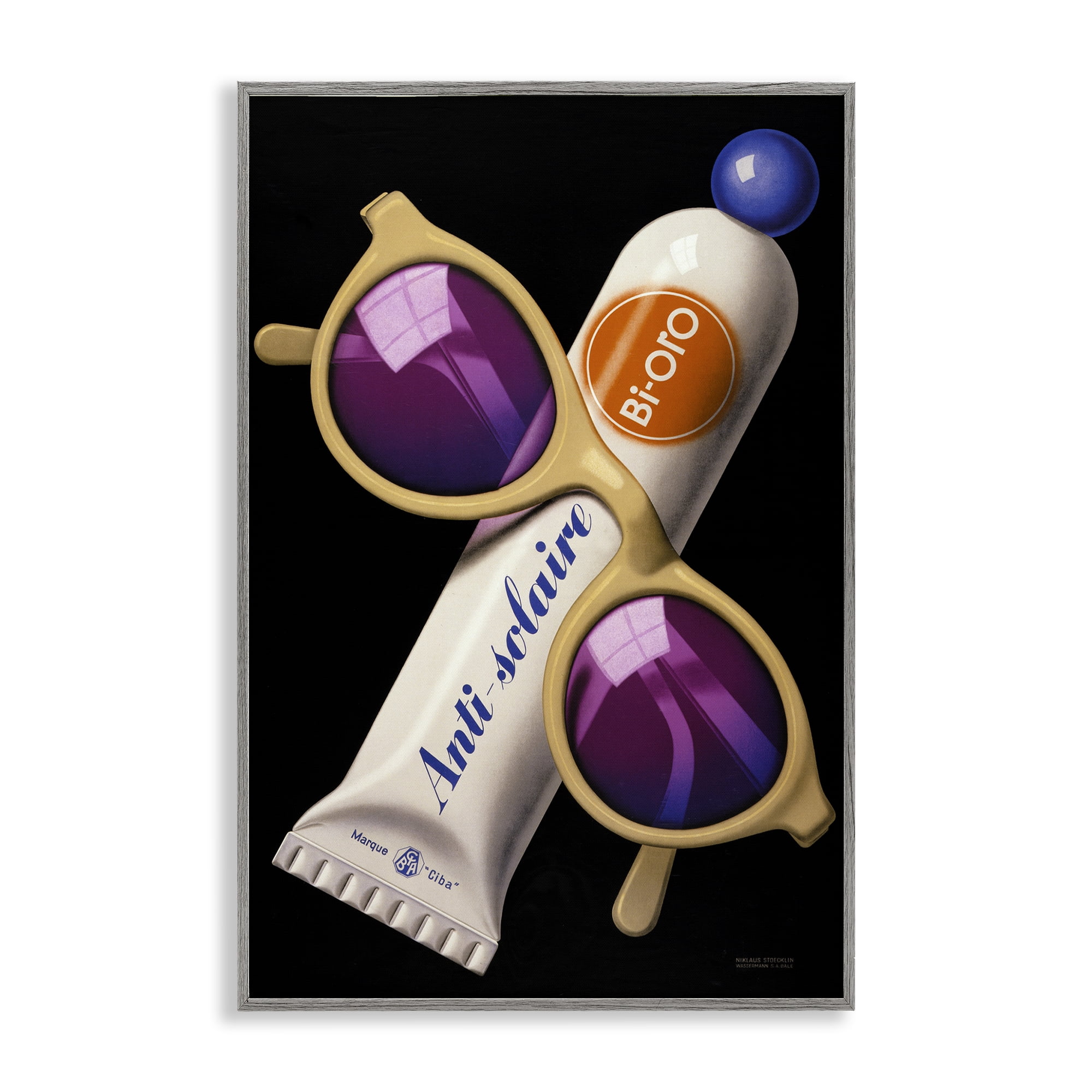 Stupell Industries Sunblock & Sunglasses Gray Framed Giclee Art, design by Print Collection