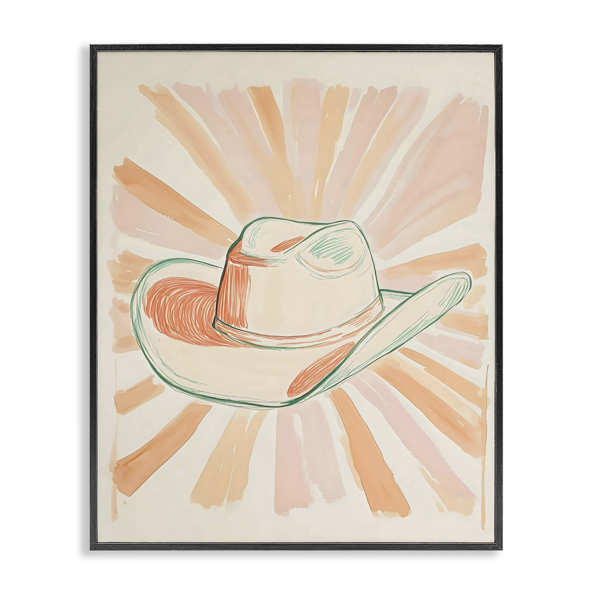 Stupell Industries Sunburst & Cowboy Hat Black Framed Giclee Art, design by The Prints Vibe