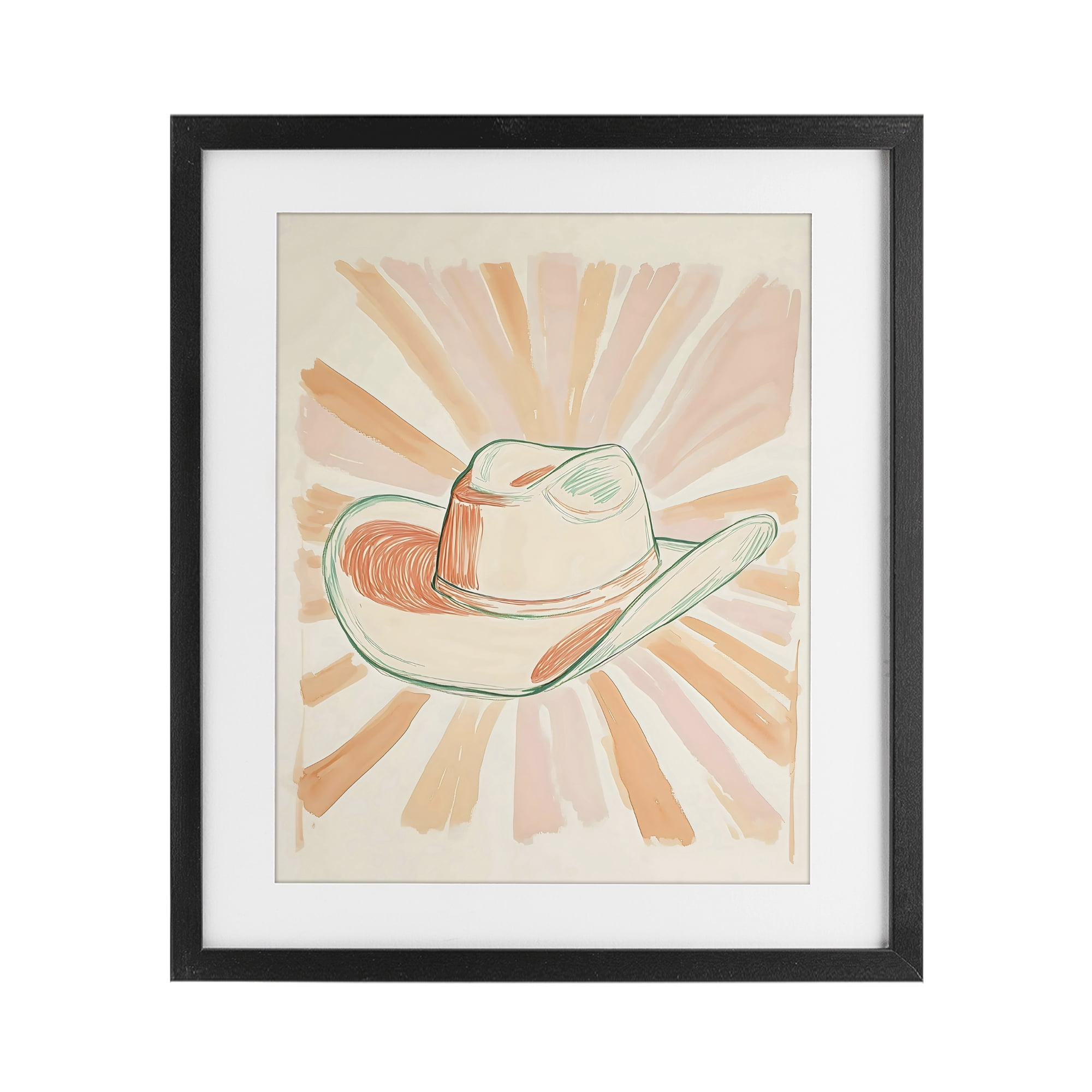 Stupell Industries Sunburst & Cowboy Hat Black Framed Print Under Glass, design by The Prints Vibe