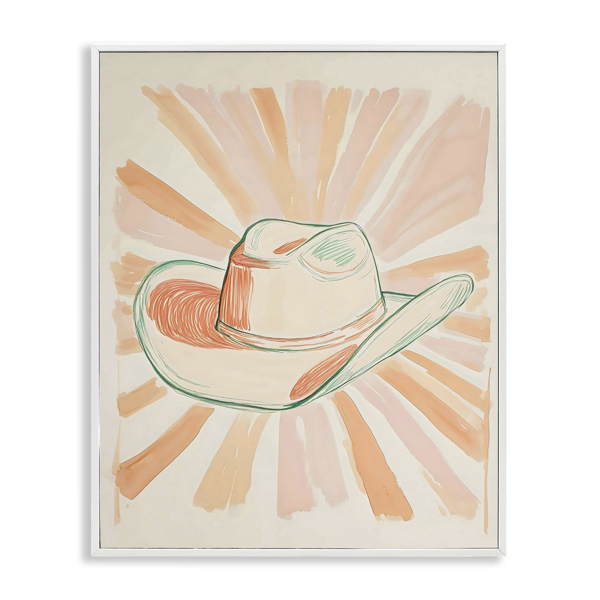 Stupell Industries Sunburst & Cowboy Hat White Framed Giclee Art, design by The Prints Vibe