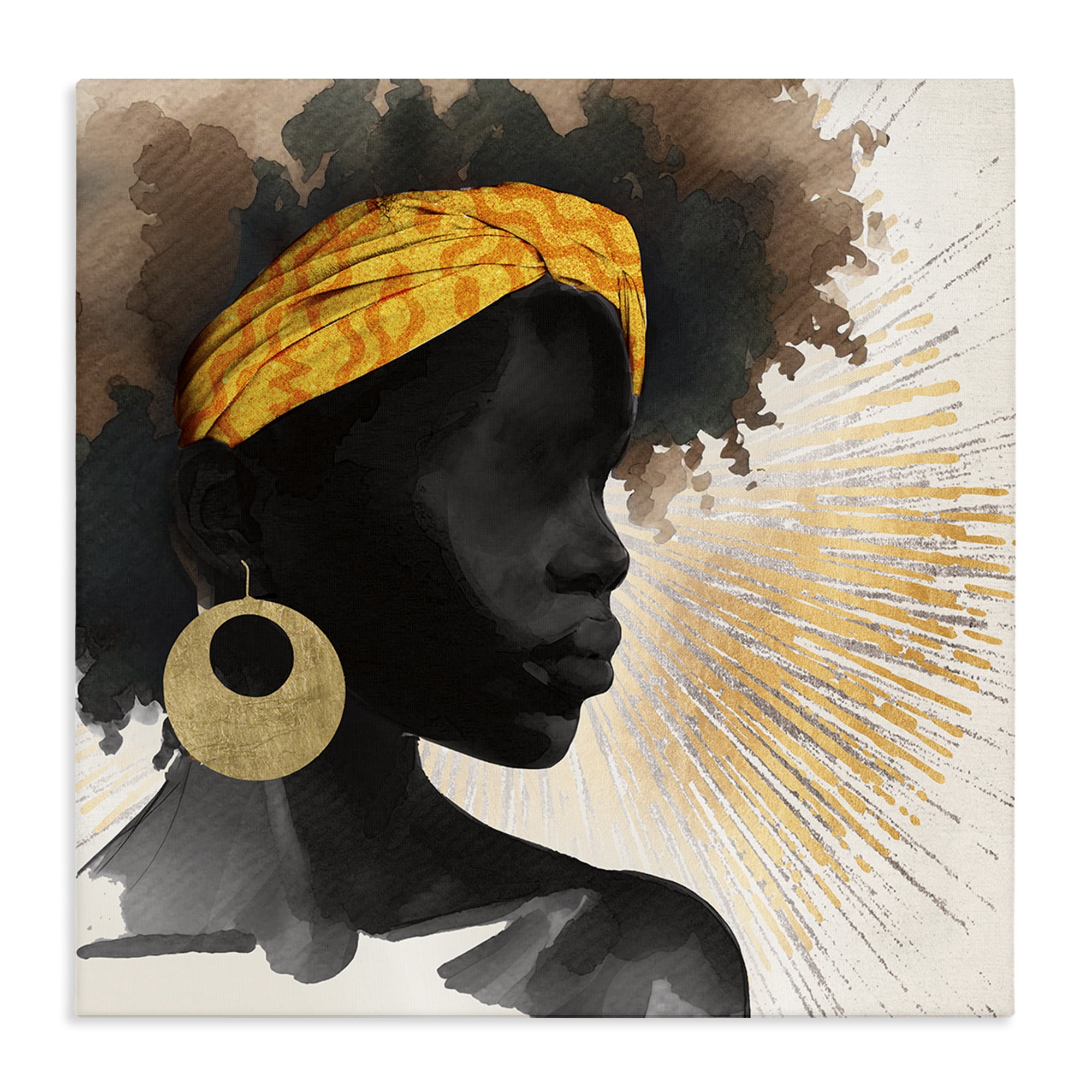 Stupell Industries Sunburst Silhouette with Headwrap Canvas Wall Art, design by CAD Designs