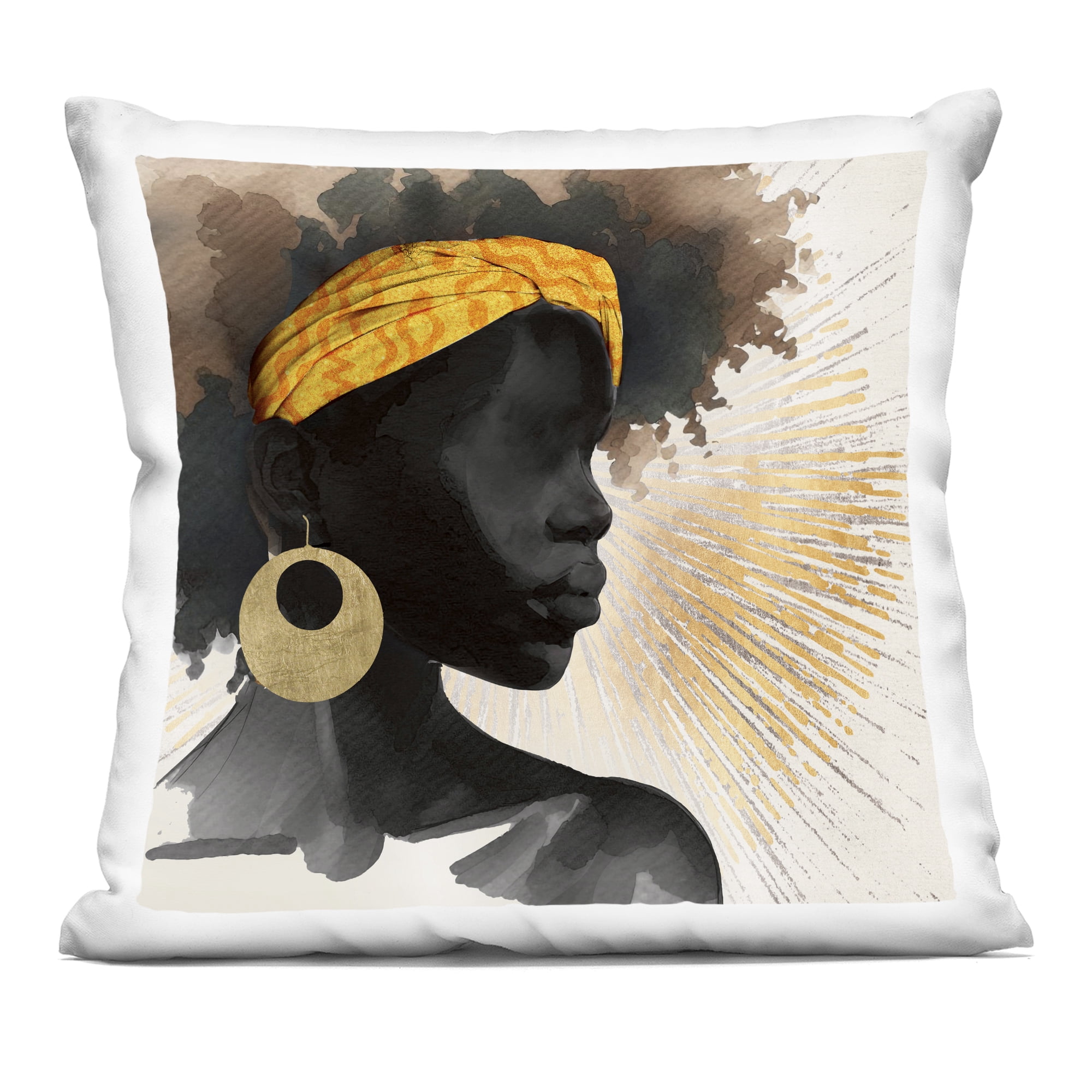 Stupell Industries Sunburst Silhouette with Headwrap Decorative Printed Throw Pillow, design by CAD Designs, 18 x 7 x 18