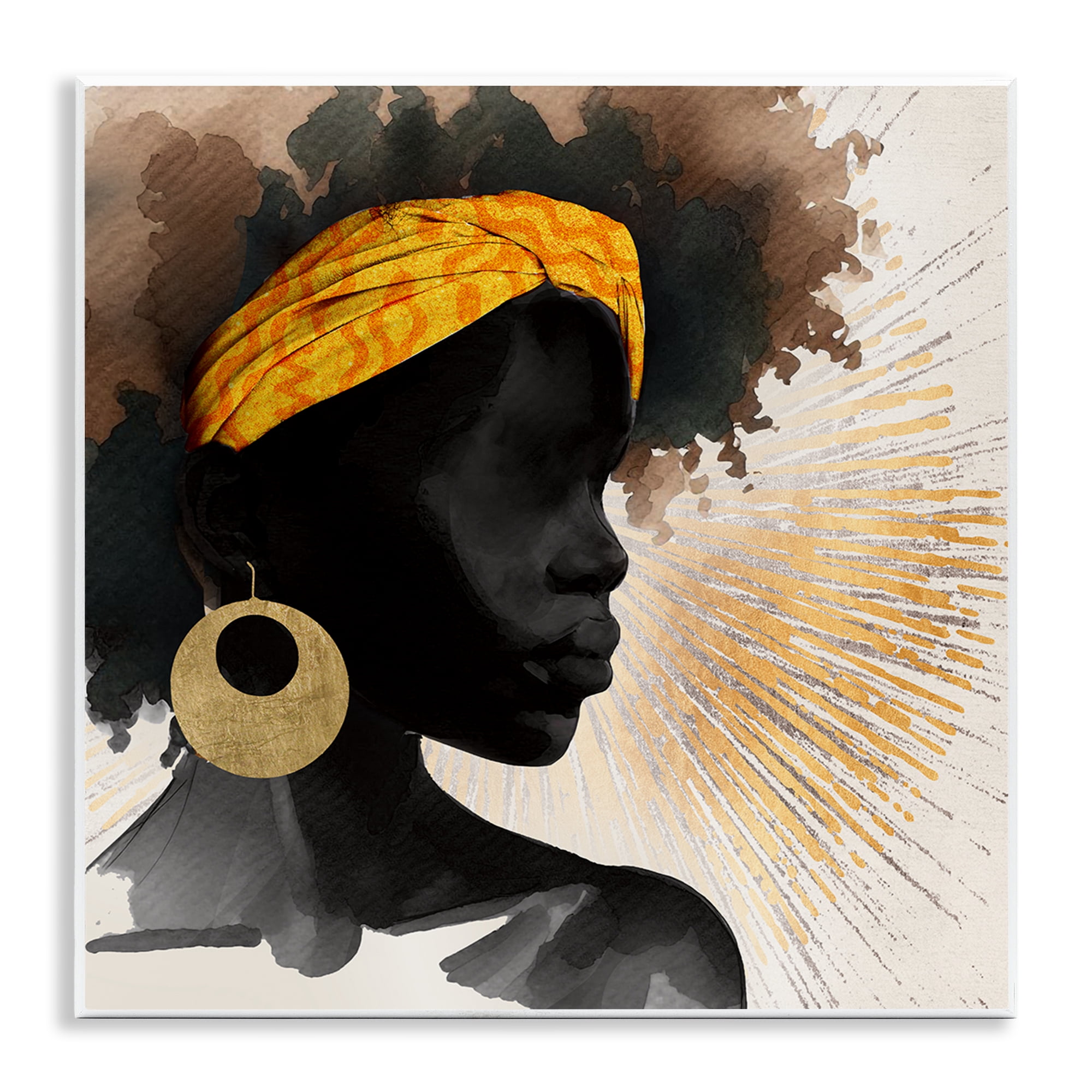 Stupell Industries Sunburst Silhouette with Headwrap Wall Plaque Art, design by CAD Designs
