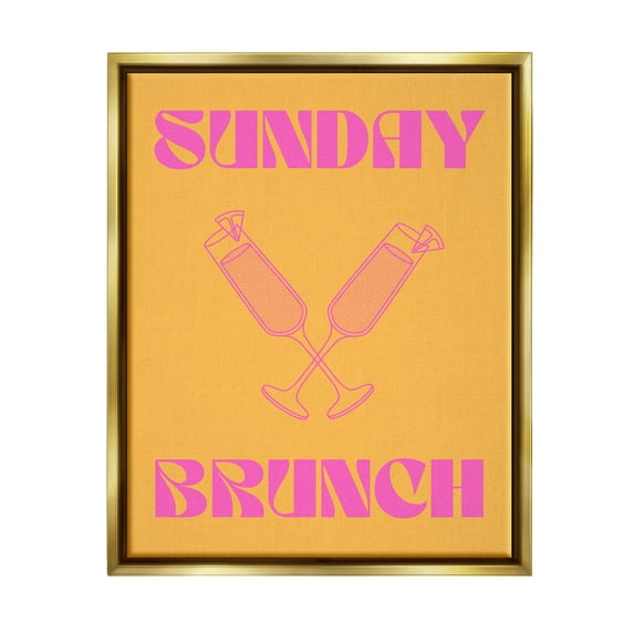Stupell Industries Sunday Brunch Mimosas Food & Beverage Painting Gold Floater Framed Canvas Art Print Wall Art, 25 x 31
